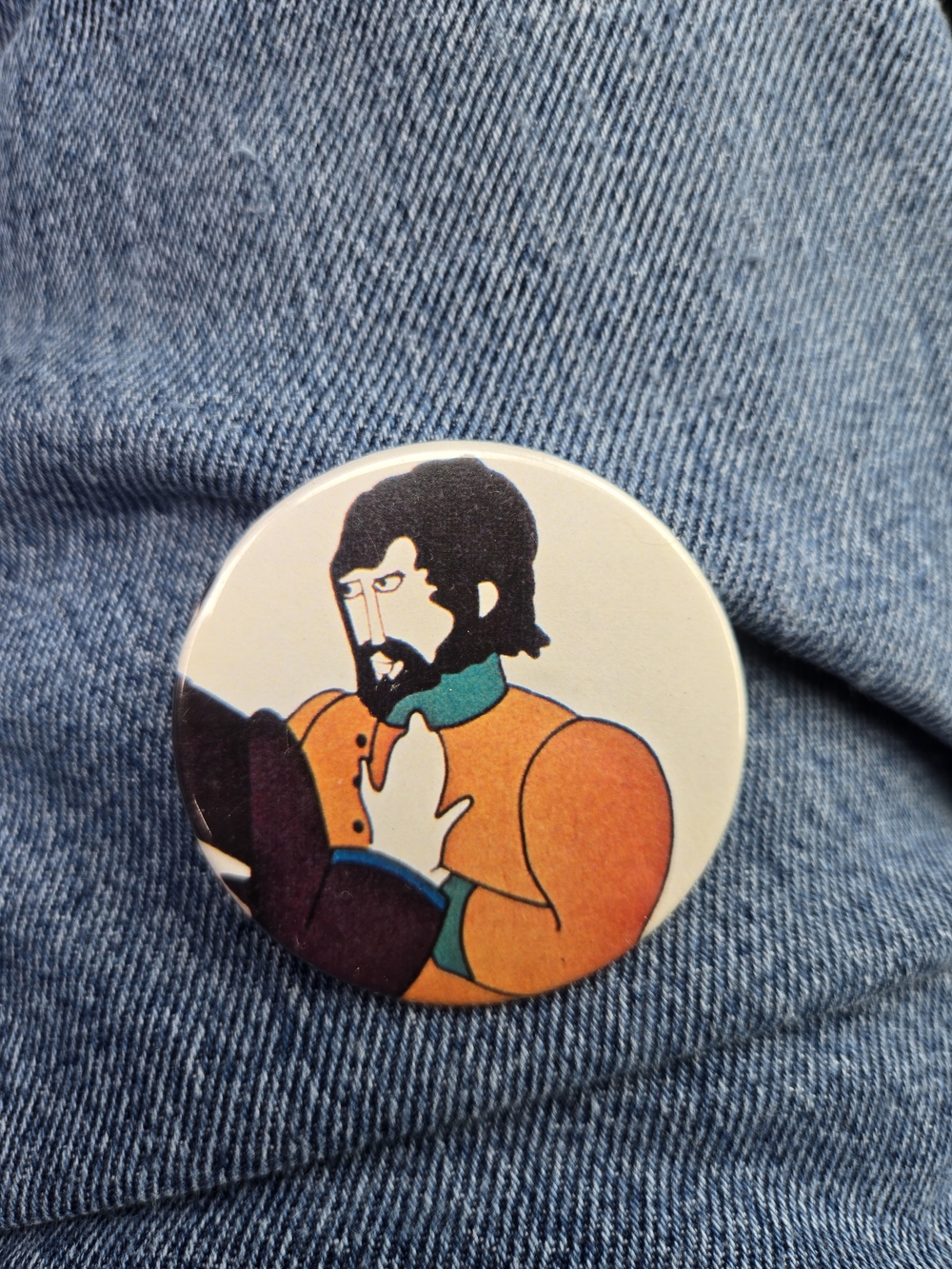 The Beatles Orange & Teal Illustrated Round Pin - Men's Accessory